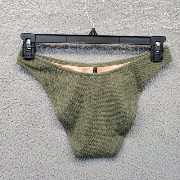 NEW J.CREW textured curved-waist cheeky bikini bottom in green - Picture 5 of 7